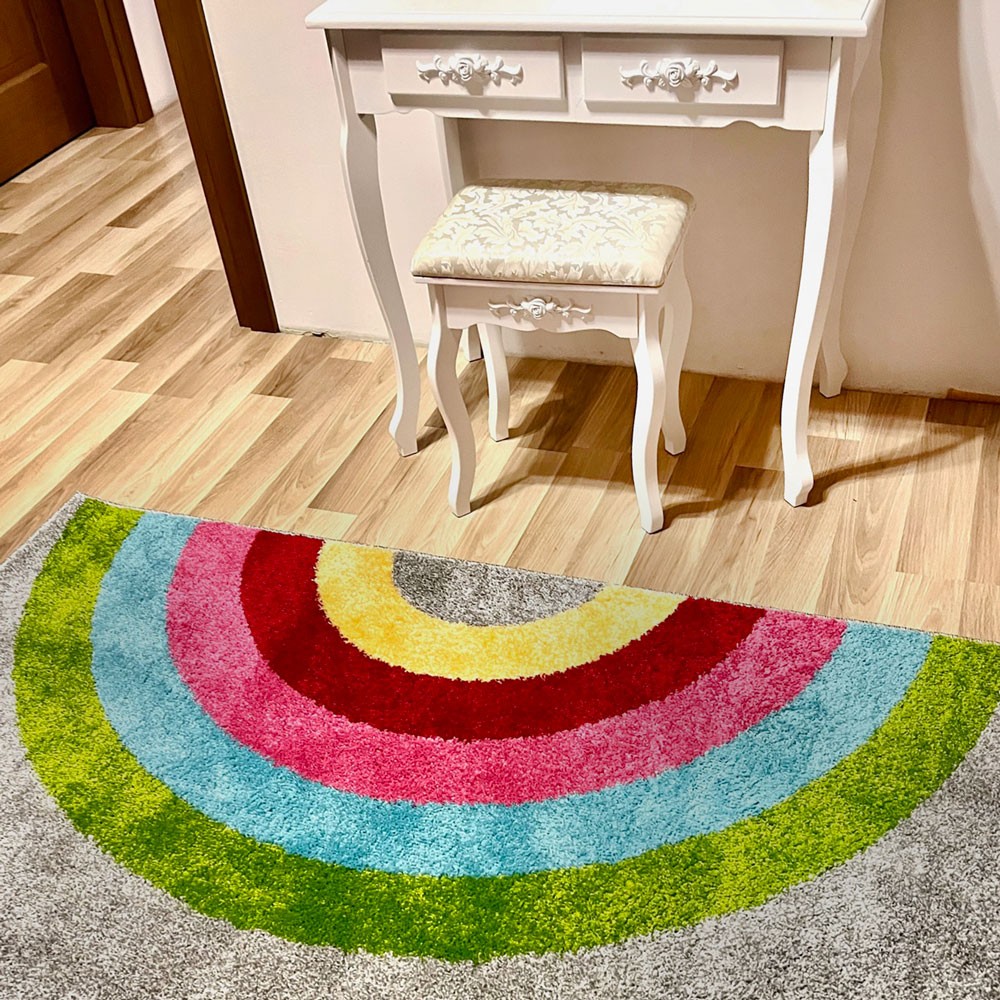 RAINBOW girl’s rug, gray coloured, striped, hypoallergenic - NOYA Design